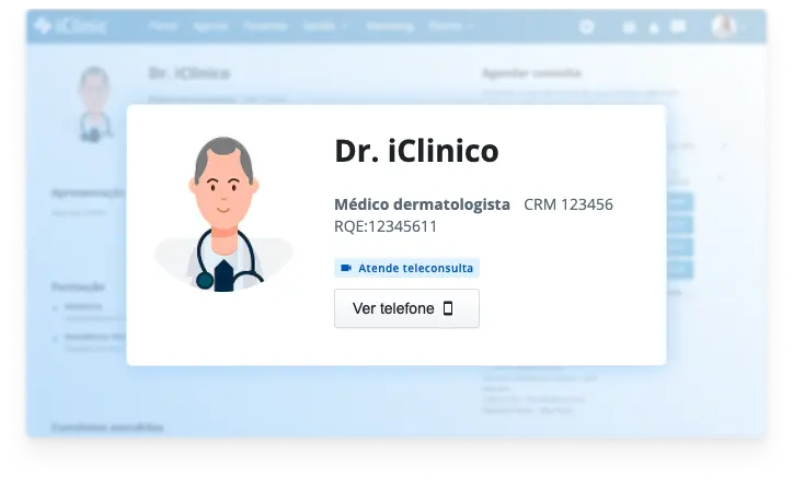 Tela: Perfil online da clínica
